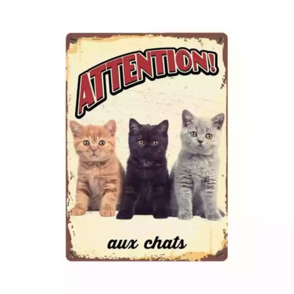 Metallschild "Drei Katzen"